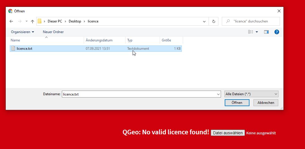 QGeo license upload